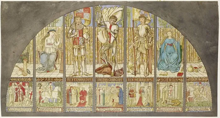 Framed Print : Wars of the Roses - Edward IV, Henry VI, St George with Allegory, 1862-64. Creator: Sir Edward Coley Burne-Jones Framed Print : Wars of the Roses - Edward IV, Henry VI, St George with Allegory, 1862-64. Creator: Sir Edward Coley Burne-Jones