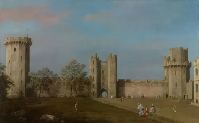 Framed Print : Warwick Castle, East Front from the Courtyard, 1752. Creator: Canaletto Framed Print : Warwick Castle, East Front from the Courtyard, 1752. Creator: Canaletto