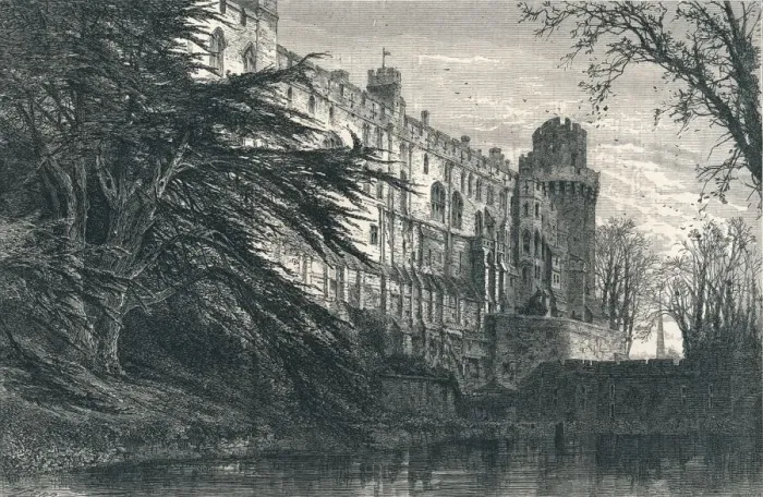 Framed Print : Warwick Castle from the West, c19th century Framed Print : Warwick Castle from the West, c19th century