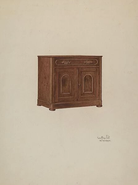 Wash Cabinet, with Marble Top and Semi-back, 1937  /  1940. Creators: Geoffrey Holt