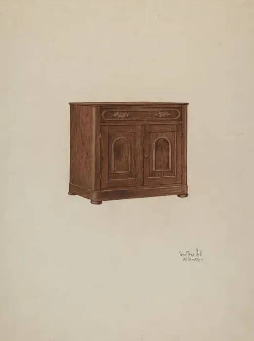 Framed Print : Wash Cabinet, with Marble Top and Semi-back, 1937 / 1940. Creators: Geoffrey Holt Framed Print : Wash Cabinet, with Marble Top and Semi-back, 1937 / 1940. Creators: Geoffrey Holt