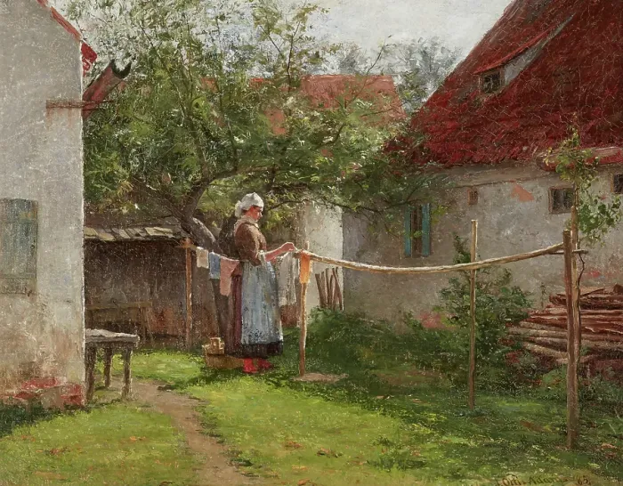Framed Print : Wash Day, Bavaria, 1885. Creator: John Ottis Adams Framed Print : Wash Day, Bavaria, 1885. Creator: John Ottis Adams