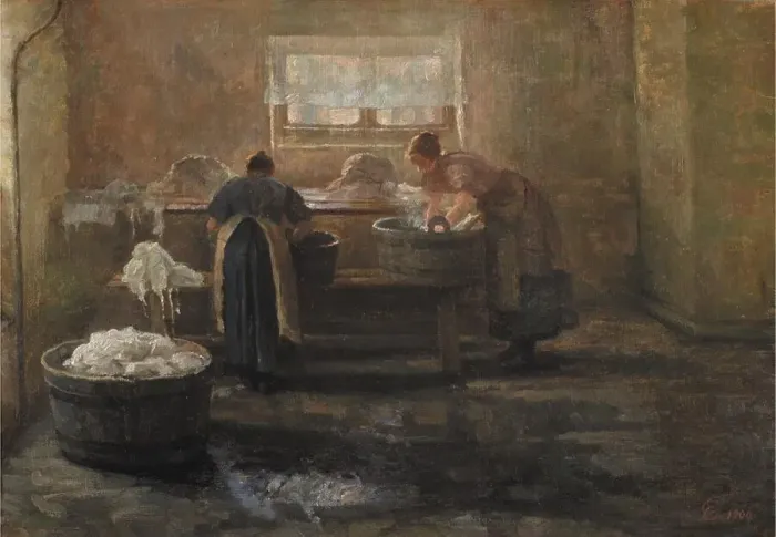 Framed Print : A Wash House, 1900. Creator: Emilie Christensen Framed Print : A Wash House, 1900. Creator: Emilie Christensen