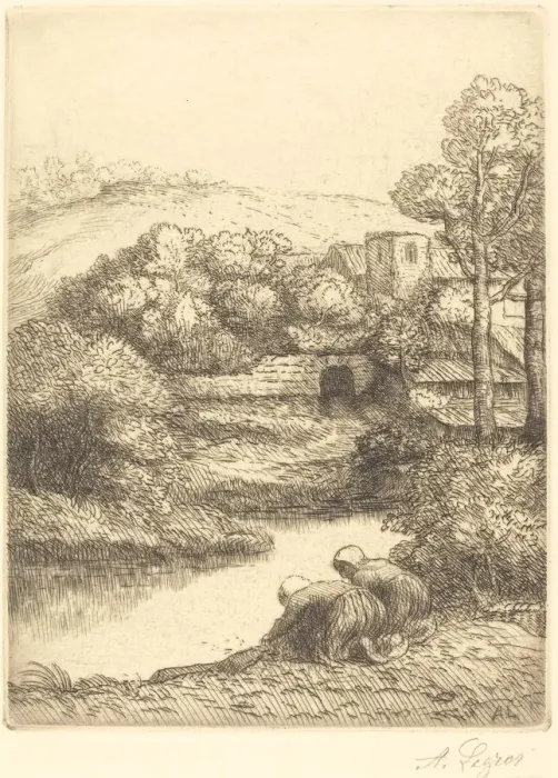 Framed Print : Wash-house, called The Washerwomen'(Le lavoir, dite Les Laveuses') Framed Print : Wash-house, called The Washerwomen'(Le lavoir, dite Les Laveuses')