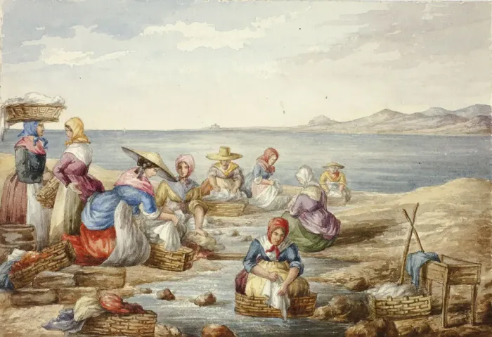 Framed Print : Washerwoman at Nice, February 1842. Creator: Elizabeth Murray Framed Print : Washerwoman at Nice, February 1842. Creator: Elizabeth Murray