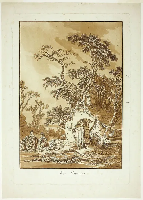 Framed Print : The Washerwomen, 1771. Creator: Jean Baptiste Le Prince Framed Print : The Washerwomen, 1771. Creator: Jean Baptiste Le Prince