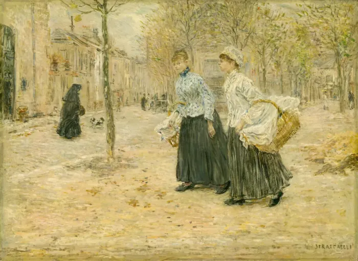 Framed Print : Two Washerwomen Crossing a Small Park in Paris, c. 1890. Creator: Jean Francois Raffaelli Framed Print : Two Washerwomen Crossing a Small Park in Paris, c. 1890. Creator: Jean Francois Raffaelli