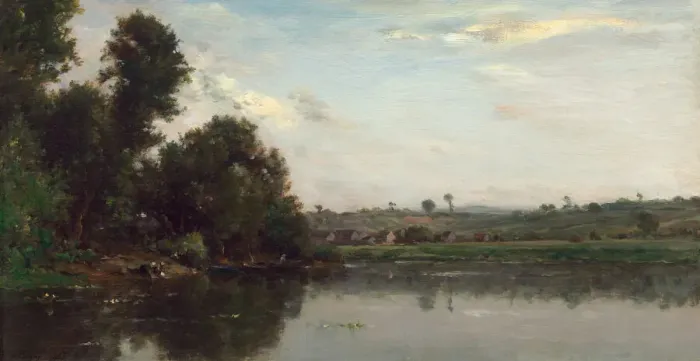 Framed Print : Washerwomen at the Oise River near Valmondois, 1865. Creator: Charles Francois Daubigny Framed Print : Washerwomen at the Oise River near Valmondois, 1865. Creator: Charles Francois Daubigny