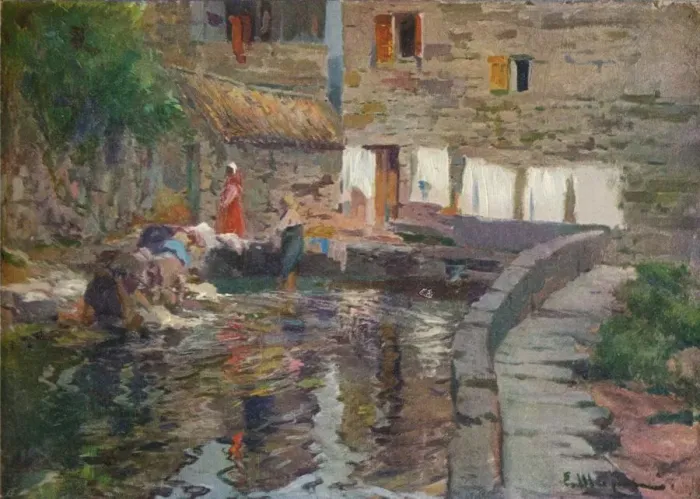 Framed Print : Washerwomen, Pontevedra, c1904. Artist: Eliseo Meifren y Roig Framed Print : Washerwomen, Pontevedra, c1904. Artist: Eliseo Meifren y Roig