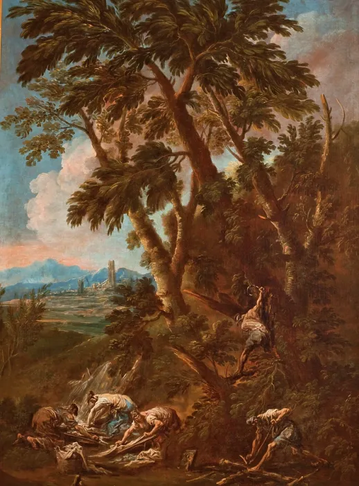 Framed Print : Washerwomen and Woodcutters, between 1712-1715. Creator: Alessandro Magnasco Framed Print : Washerwomen and Woodcutters, between 1712-1715. Creator: Alessandro Magnasco