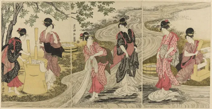Framed Print : Washing Cloth in a Stream, c. 1797. Creator: Utagawa Toyokuni I Framed Print : Washing Cloth in a Stream, c. 1797. Creator: Utagawa Toyokuni I
