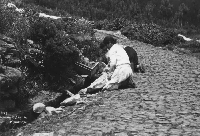 Framed Print : Washing day in Madeira, Portugal, c1920s-c1930s(?) Framed Print : Washing day in Madeira, Portugal, c1920s-c1930s(?)