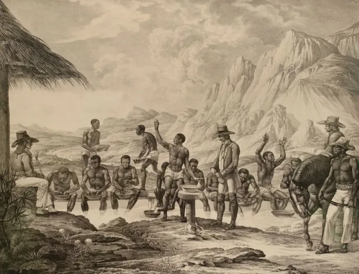 Framed Print : The washing of diamonds, Curralinho, 1823-1831. Creator: Meier (Meyer), E Framed Print : The washing of diamonds, Curralinho, 1823-1831. Creator: Meier (Meyer), E
