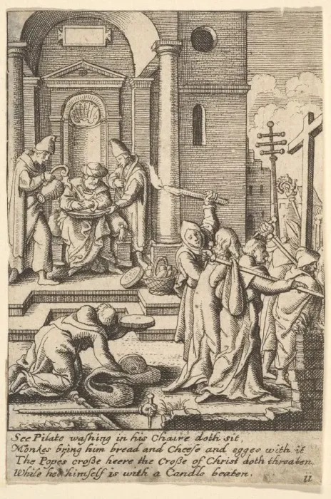 Framed Print : The washing of hands, 1625-77. Creators: Wenceslaus Hollar, Unknown Framed Print : The washing of hands, 1625-77. Creators: Wenceslaus Hollar, Unknown