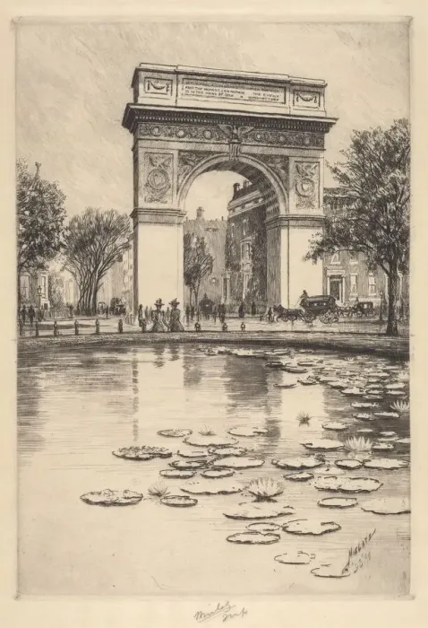 Framed Print : Washington Arch, 1909. Creator: Charles Frederick William Mielatz Framed Print : Washington Arch, 1909. Creator: Charles Frederick William Mielatz