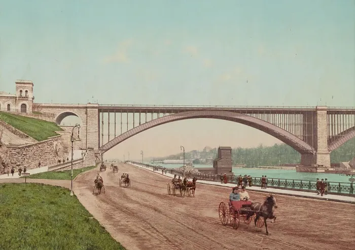 Framed Print : Washington Bridge and the [Harlem River] Speedway, New York, c1901. Creator: Unknown