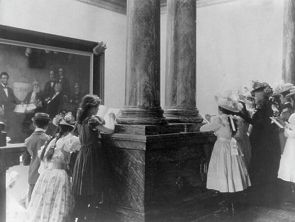 Washington, D.C. grade school children on tour in the U.S. Capitol, (1899?). Creator: Frances Benjamin Johnston