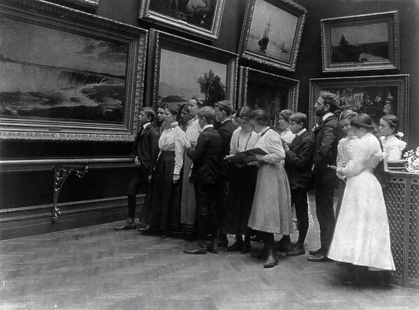 Washington, D.C. - High school students from 2nd Division studying paintings in art gallery, (1899?) Creator: Frances Benjamin Johnston