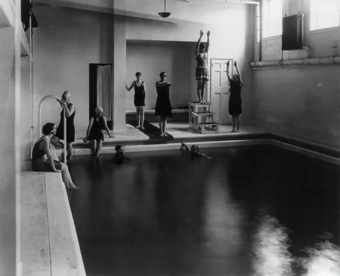 Framed Print : Washington, D.C. Mount Vernon Seminary - girls in swimming pool, between 1890 and 1950. Creator: Frances Benjamin Johnston Framed Print : Washington, D.C. Mount Vernon Seminary - girls in swimming pool, between 1890 and 1950. Creator: Frances Benjamin Johnston