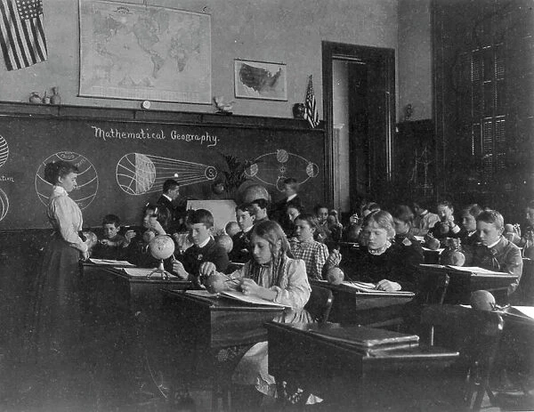 Washington, D.C. public school classroom scenes - 'mathematical geography', (1899?). Creator: Frances Benjamin Johnston. Washington, D.C. public school classroom scenes - 'mathematical geography', (1899?)