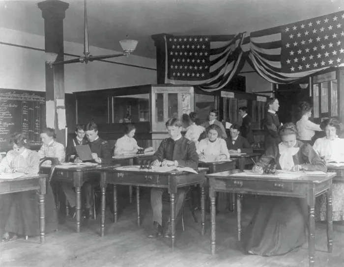 Framed Print : Washington, D.C. public schools, Business High School - classroom scene, (1899?). Creator: Frances Benjamin Johnston Framed Print : Washington, D.C. public schools, Business High School - classroom scene, (1899?). Creator: Frances Benjamin Johnston
