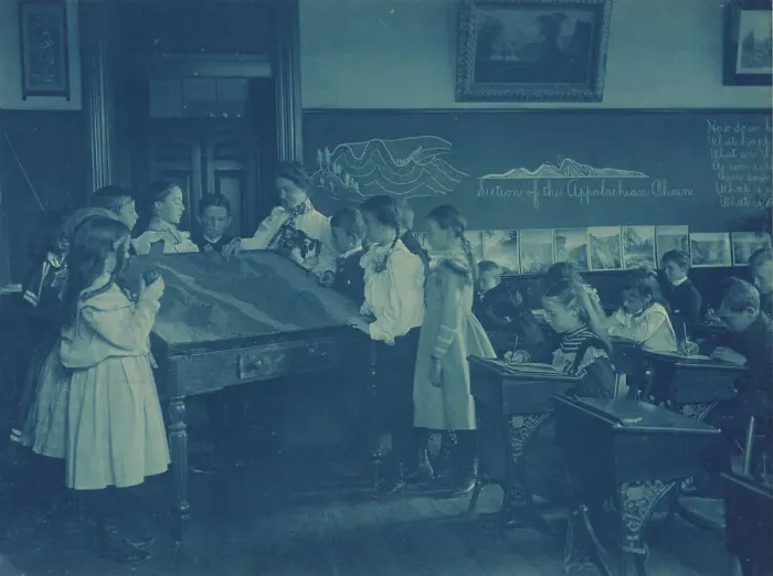 Framed Print : Washington, D.C. public schools - 6th Division children in geology class, (1899?). Creator: Frances Benjamin Johnston Framed Print : Washington, D.C. public schools - 6th Division children in geology class, (1899?). Creator: Frances Benjamin Johnston