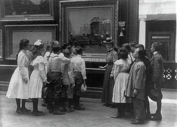 Washington, D.C. public schools - art gallery field trip - viewing painting, (1899?). Creator: Frances Benjamin Johnston