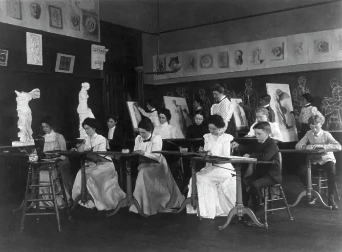 Framed Print : Washington, D.C. public schools - Eastern High students in art class, (1899?). Creator: Frances Benjamin Johnston Framed Print : Washington, D.C. public schools - Eastern High students in art class, (1899?). Creator: Frances Benjamin Johnston