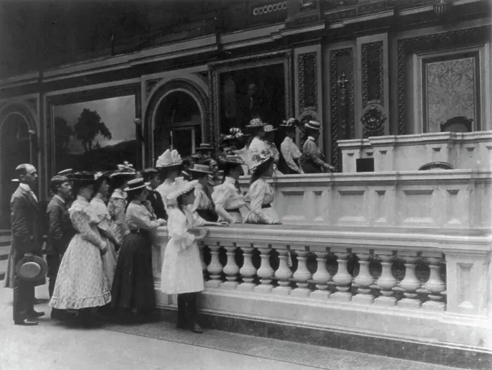 Framed Print : Washington, D.C. public schools - U. S. Capitol trip - standing at rostrum of Old House... (1899?). Creator: Frances Benjamin Johnston Framed Print : Washington, D.C. public schools - U. S. Capitol trip - standing at rostrum of Old House... (1899?). Creator: Frances Benjamin Johnston