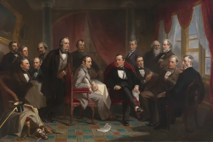 Framed Print : Washington Irving and his Literary Friends at Sunnyside, 1864