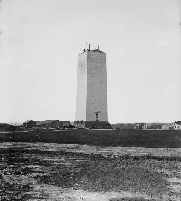 Framed Print : Washington Monument as it stood for 25 years, ca. 1860. Creator: Mathew Brady Framed Print : Washington Monument as it stood for 25 years, ca. 1860. Creator: Mathew Brady