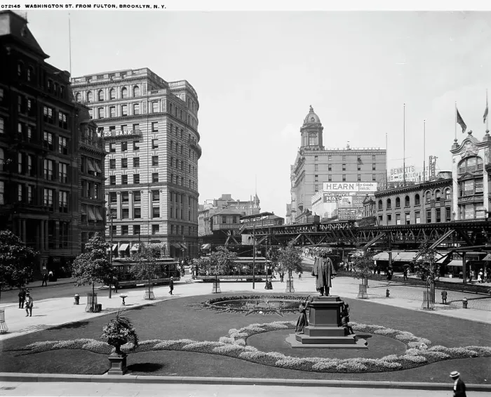 Framed Print : Washington St. from Fulton, Brooklyn, N.Y. between 1900 and 1920. Creator: Unknown Framed Print : Washington St. from Fulton, Brooklyn, N.Y. between 1900 and 1920. Creator: Unknown