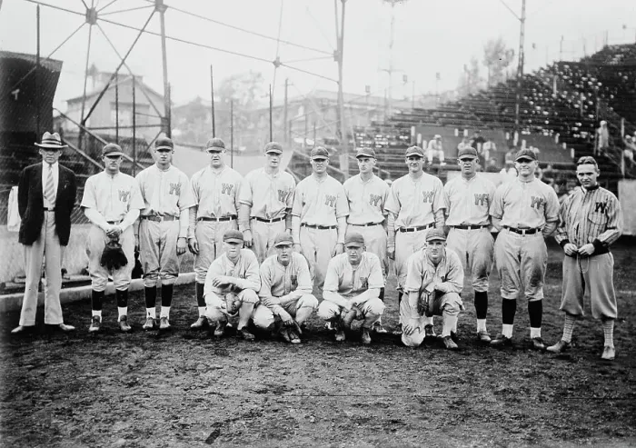 Framed Print : Wash'n Univ'y [Washington University] ball team in Japan, between c1915 and c1920. Creator: Bain News Service