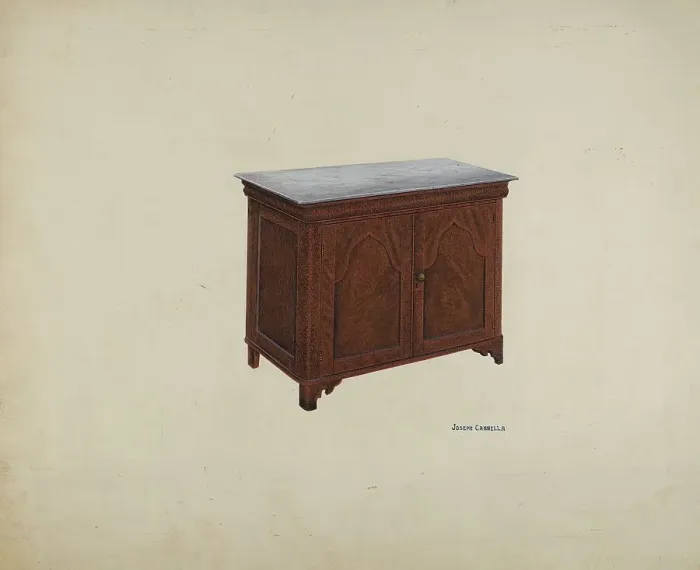 Framed Print : Washstand, c. 1941. Creator: Joseph Cannella Framed Print : Washstand, c. 1941. Creator: Joseph Cannella