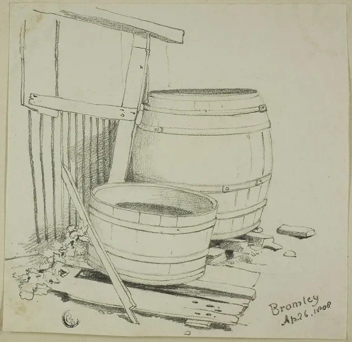 Framed Print : Washtub and Barrel, 1808 / 47. Creator: Joshua Cristall Framed Print : Washtub and Barrel, 1808 / 47. Creator: Joshua Cristall