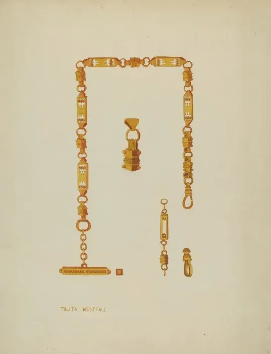 Framed Print : Watch Chain, c. 1937. Creator: Tulita Westfall Framed Print : Watch Chain, c. 1937. Creator: Tulita Westfall