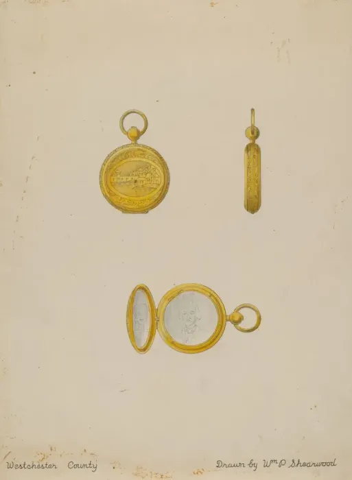 Framed Print : Watch Chain Locket, 1935 / 1942. Creator: William P. Shearwood Framed Print : Watch Chain Locket, 1935 / 1942. Creator: William P. Shearwood