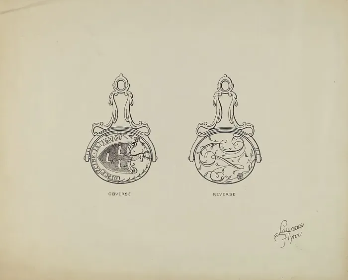 Framed Print : Watch Fob, c. 1939. Creator: Lawrence Flynn Framed Print : Watch Fob, c. 1939. Creator: Lawrence Flynn