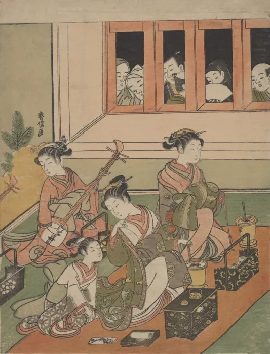 Framed Print : The Watchers and the Watched, 1764-72. 1764-72. Creator: Suzuki Harunobu Framed Print : The Watchers and the Watched, 1764-72. 1764-72. Creator: Suzuki Harunobu