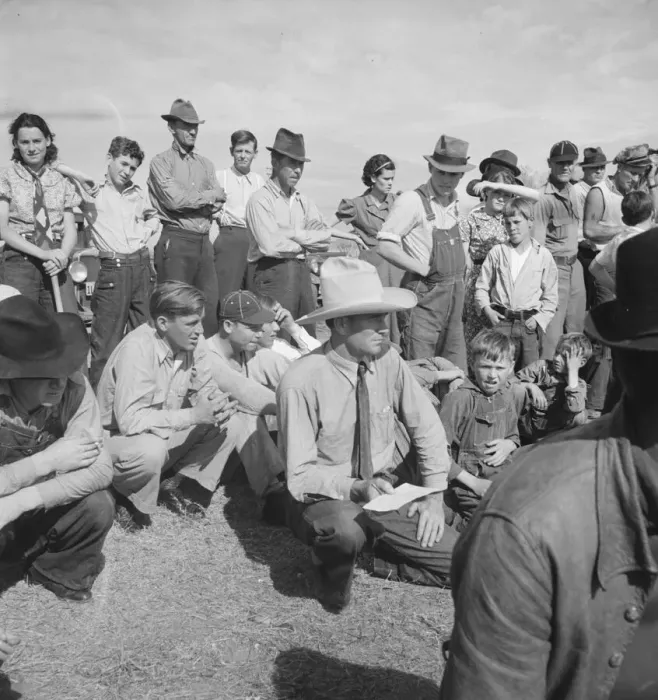 Framed Print : Watching ball game, Shafter migrant camp, California, 1938. Creator: Dorothea Lange Framed Print : Watching ball game, Shafter migrant camp, California, 1938. Creator: Dorothea Lange