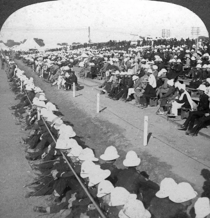 Framed Print : Watching a football match between the Lancashire Fusiliers and Border regiments, Delhi, 1910s. Artist: HD Girdwood