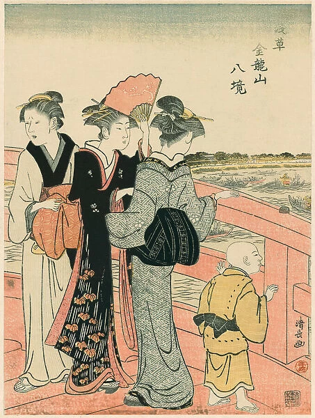 Watching the Water Festival from Azuma Bridge, from the series 'Eight Precincts of the... c. 1782. Creator: Torii Kiyonaga
