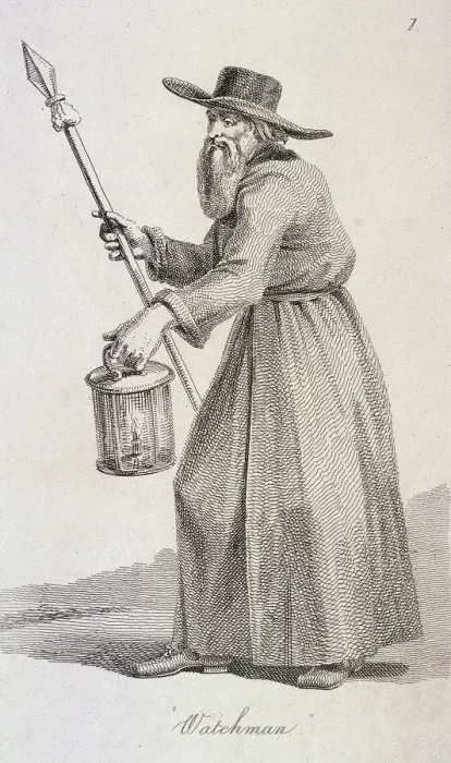 Framed Print : Watchman, (c1640?), Cries of London, (c1819?). Artist: John Thomas Smith Framed Print : Watchman, (c1640?), Cries of London, (c1819?). Artist: John Thomas Smith