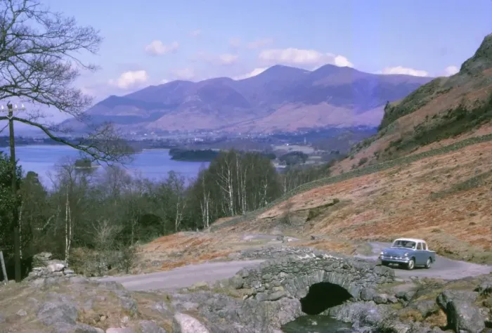 Framed Print : Watendlath Bridge with Derwentwater and Skiddaw Beyond, Lake District, Cumberland, c1960. Artist: CM Dixon Framed Print : Watendlath Bridge with Derwentwater and Skiddaw Beyond, Lake District, Cumberland, c1960. Artist: CM Dixon