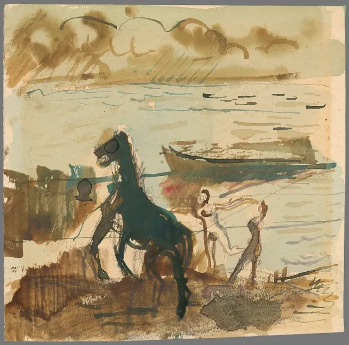 Framed Print : At the water, 1940-1949. Creator: Cyprian Majernik Framed Print : At the water, 1940-1949. Creator: Cyprian Majernik