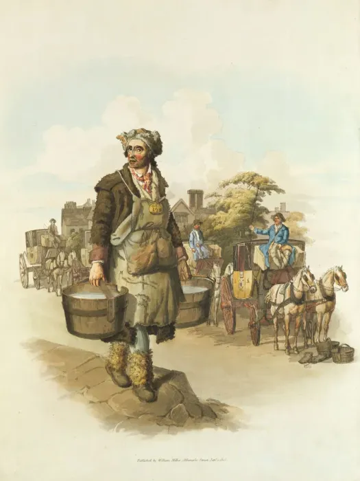 Framed Print : Water carrier, 1808. Artist: William Henry Pyne Framed Print : Water carrier, 1808. Artist: William Henry Pyne
