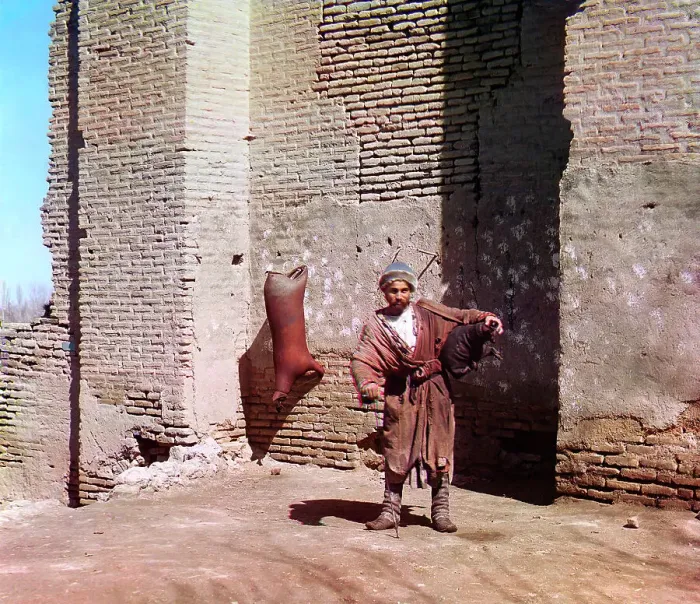 Framed Print : Water-carrier, Samarkand, between 1905 and 1915. Creator: Sergey Mikhaylovich Prokudin-Gorsky Framed Print : Water-carrier, Samarkand, between 1905 and 1915. Creator: Sergey Mikhaylovich Prokudin-Gorsky