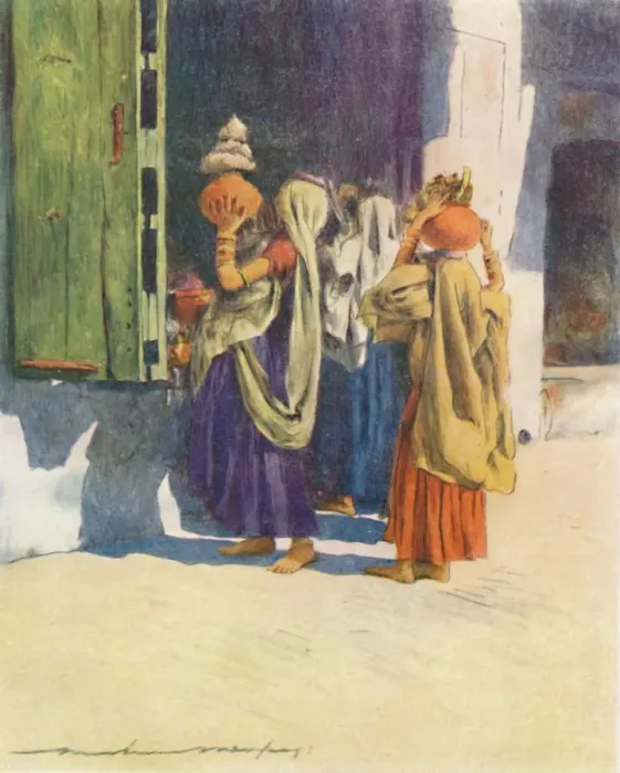 Framed Print : Water-carriers at Nutha, 1905. Artist: Mortimer Luddington Menpes Framed Print : Water-carriers at Nutha, 1905. Artist: Mortimer Luddington Menpes