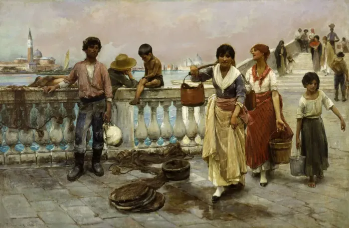 Framed Print : Water Carriers, Venice, 1884. Creator: Frank Duveneck Framed Print : Water Carriers, Venice, 1884. Creator: Frank Duveneck