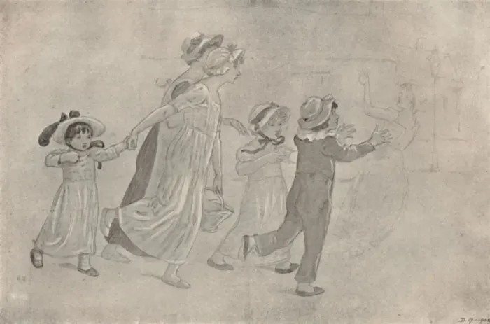 Framed Print : Water-Colour Drawing for Colour Wood-Block Print, 1880-1890, (1923). Artist: Catherine Greenaway Framed Print : Water-Colour Drawing for Colour Wood-Block Print, 1880-1890, (1923). Artist: Catherine Greenaway
